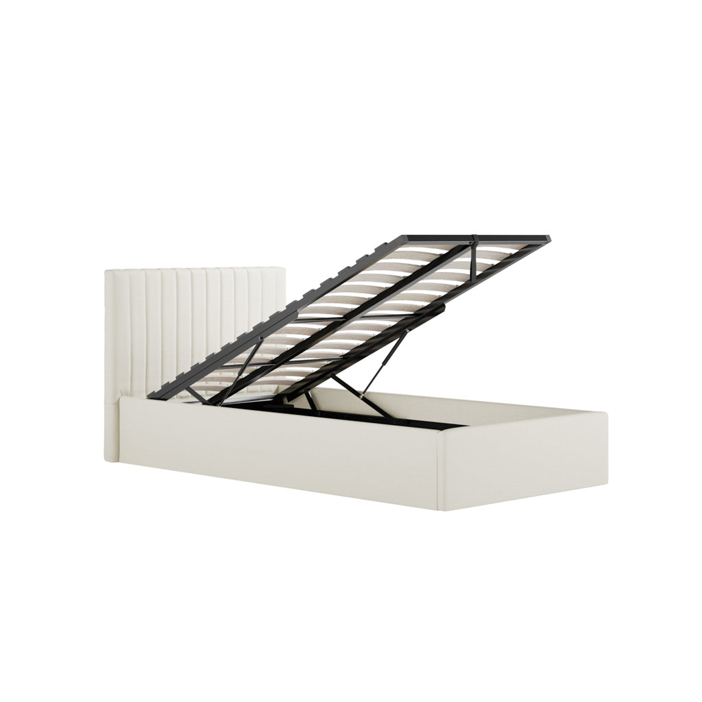 Berlin Milk Velvet Ottoman Single Bed